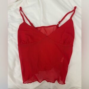 Red mesh top